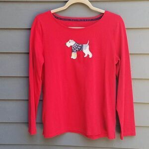 Super Cute!  Talbots Red Schnauzer Cotton Tee Size Medium